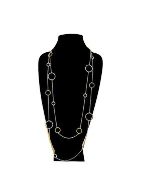 WHBM Gold & Olive Thread-Wrapped Circle Layered Station Necklace | NWT